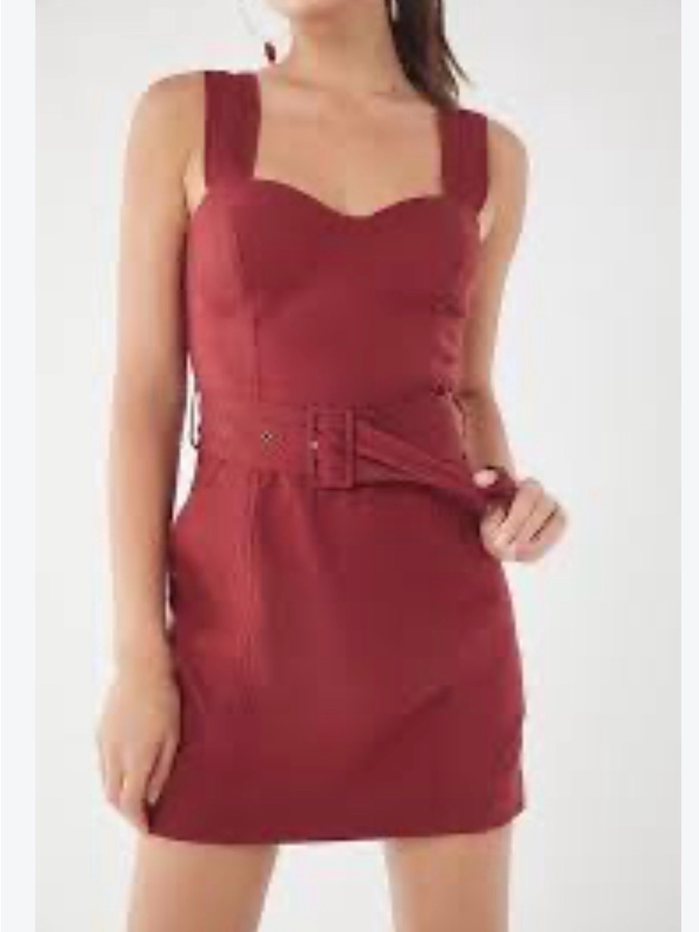 Urban Outfitters Maroon Angelique Mini Linen Stretch Dress Sz 4